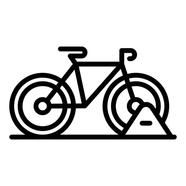 Trafik Cykel Ikon Kontur Vektor Parkeringen Rack Station — Stock vektor