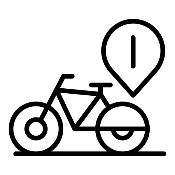Sepeda Ikon Lokasi Sewaan Garis Besar Vektor Area Parkir Taman - Stok Vektor