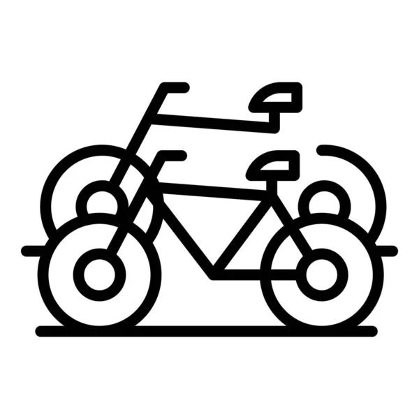 Bicicletta Icona Contorno Vettore Parco Ciclistico Parcheggio Bici — Vettoriale Stock