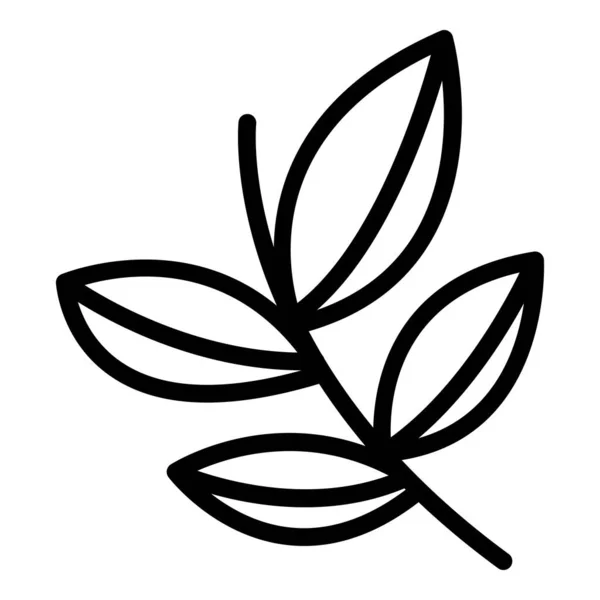 オレガノアイコンアウトラインベクトルをドリル 葉のハーブ 庭料理 — ストックベクタ