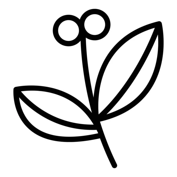 食品オレガノアイコンアウトラインベクトル 葉のハーブ バジルの植物 — ストックベクタ