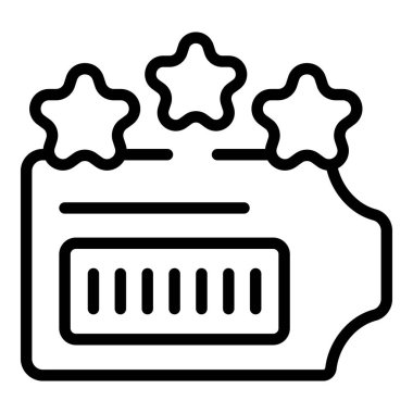 Yıldız sinema bileti ikonu ana hatları vektörü. Festival programı. Geçiş etkinliği