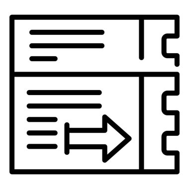 Giriş sinema ikonu ana hatları vektörü. Bilet filmi. Film gösterisi