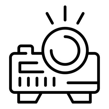 Film projektörü ikon ana hatları vektörü. Sinema bileti. Olay Şovu