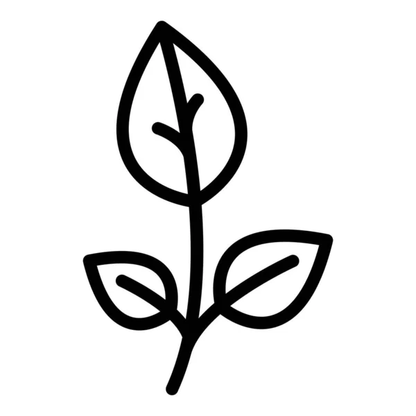 スパイスオレガノアイコンアウトラインベクトル 葉のハーブ ミントサラダ — ストックベクタ