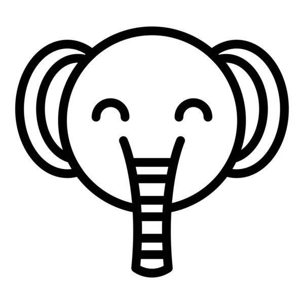 Zoo Elephant Icon Outline Vector Pass Card Jungle Movie — Stock Vector