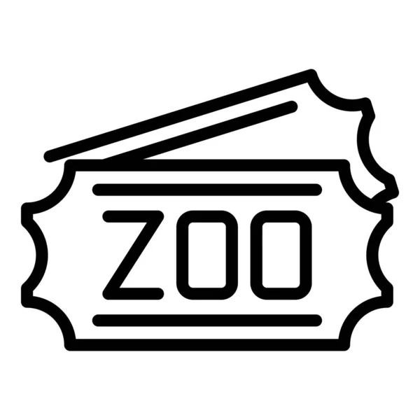 Zoo Kupong Ikon Kontur Vektor Djurbiljett Kort Gammalt — Stock vektor