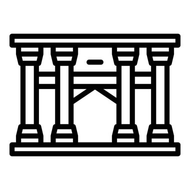 Opera sütun evi ikonu ana hatları vektörü. Şehir simgesi. Ünlü anıt.