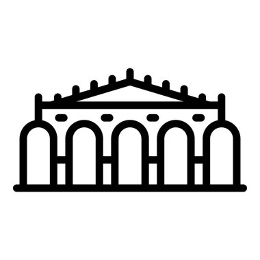 Mimari ikon ana hatları vektörü. Belediye binası. Dünya Anıtı