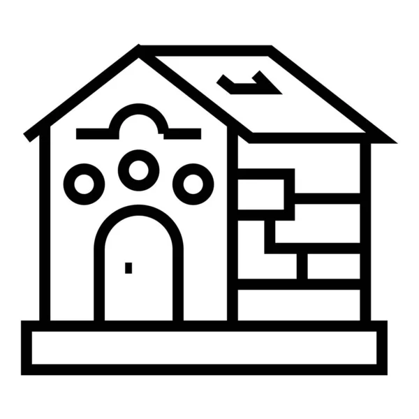 Вектор Контуру Піктограми Заміської Вілли Будівля Будинку Нерухомість — стоковий вектор