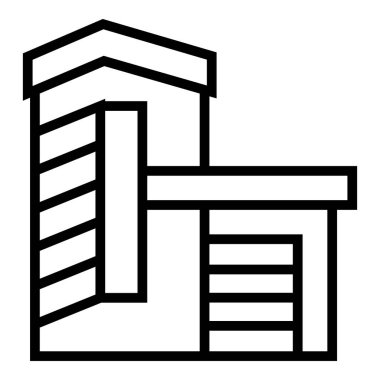 Güneş villa ikonu ana hat vektörü. Ev kulübesi. Emlak