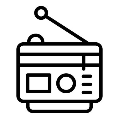 Radyo muhabiri ikon ana hatları vektörü. Televizyon haberleri. Medya stüdyosu