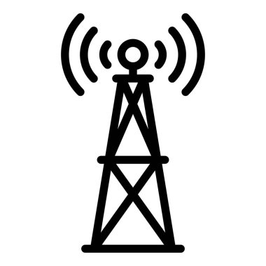 TV radyo kulesi ikon ana hatları vektörü. Medya stüdyosu. Kameraman muhabir