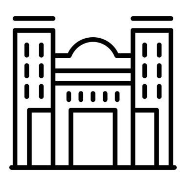 Asya tapınağı ikonu ana hat vektörü. Şehir binası. Ulusal seyahat