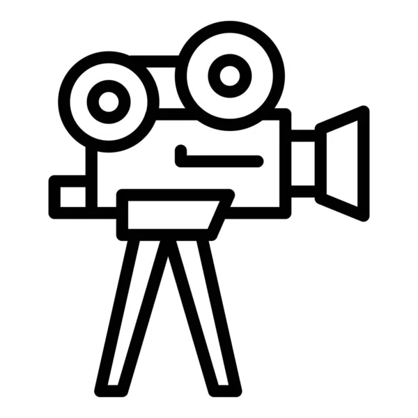 Videokamera Symbol Umrissvektor Nachrichtenstudio Talk Reporter — Stockvektor