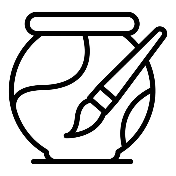 Vase Keramik Malen Symbol Umrissvektor Kunstkeramik Schulbildung — Stockvektor