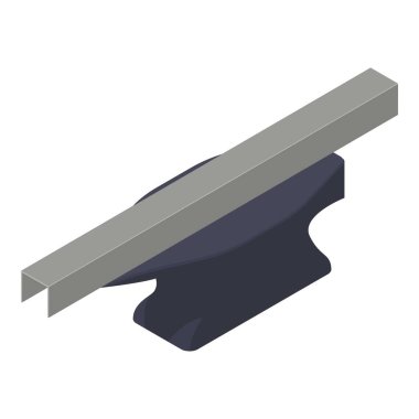 Demirci aracı ikon izometrik vektörü. Demirci örsü ve metal profil ikonu. Endüstriyel ekipmanlar, demircilik.