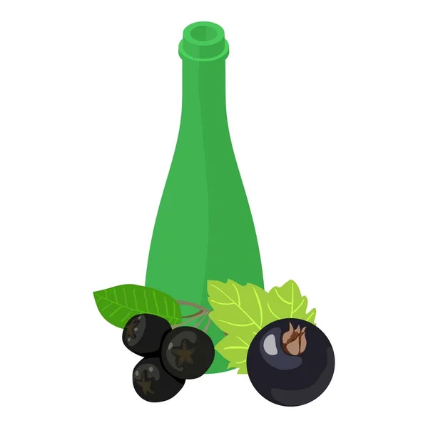 贝瑞饮料图标等量向量 玻璃瓶 黑醋栗和草莓 天然配料 浆果药水 — 图库矢量图片