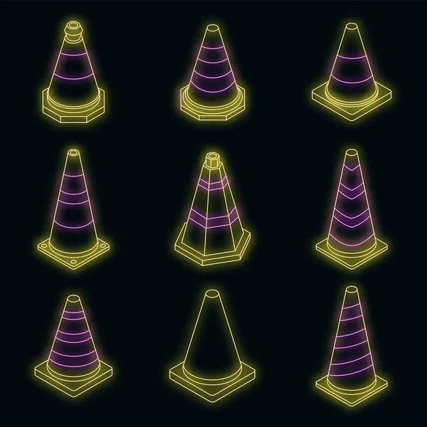 Cone Traffic Icon Set Isometric Set Cone Traffic Vector Icons — Stock Vector