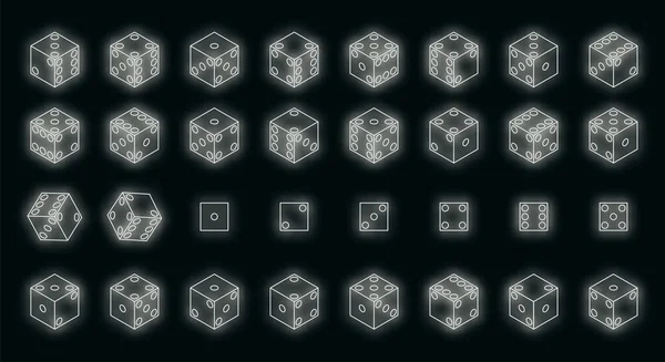 Иконки Костях Изометрический Набор Векторных Иконок Черном — стоковый вектор