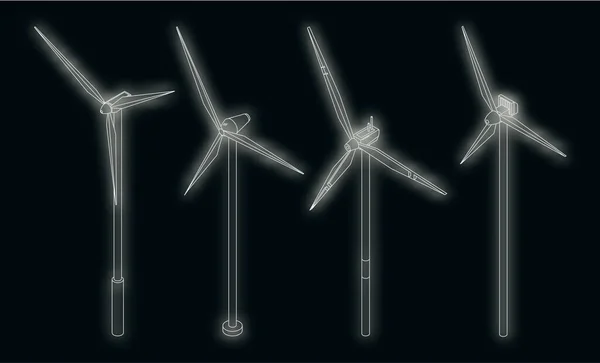 Wind Turbine Icons Set Isometric Set Wind Turbine Vector Icons — Stock Vector