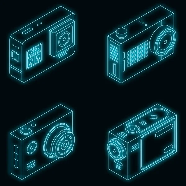 Conjunto Ícones Câmera Ação Conjunto Isométrico Ícones Vetoriais Câmera Ação — Vetor de Stock