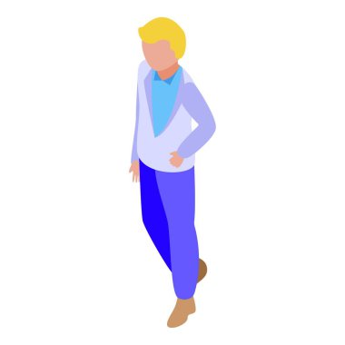 Moda çocuğu ikon izometrik vektörü. Sevimli çocuk. Kıyafet.