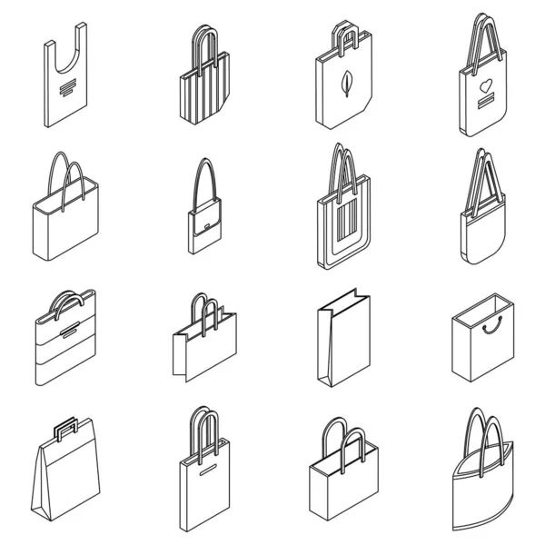 Eco Bag Icons Set Vorhanden Isometrisches Set Von Öko Beutel — Stockvektor