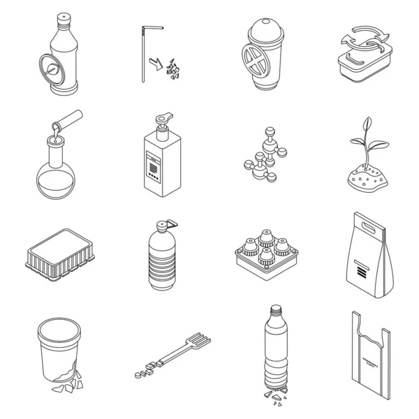 Conjunto Iconos Plástico Biodegradable Conjunto Isométrico Iconos Vectores Plásticos Biodegradables — Archivo Imágenes Vectoriales