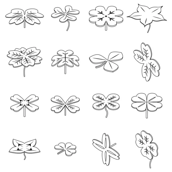 Set Icone Trifoglio Set Isometrico Icone Vettoriali Trifoglio Contorno Linea — Vettoriale Stock