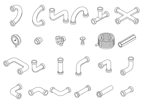 Pipe Icons Set Isometric Set Pipe Vector Icons Thin Line — Stock Vector