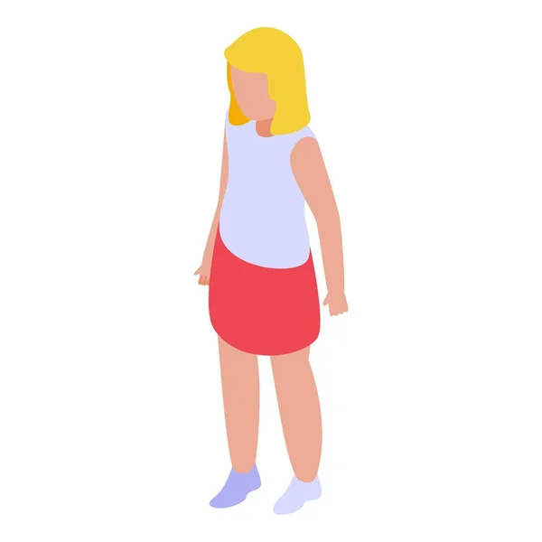 Meisje Mode Icoon Isometrische Vector Schoolkarakter Leuke Outfit — Stockvector