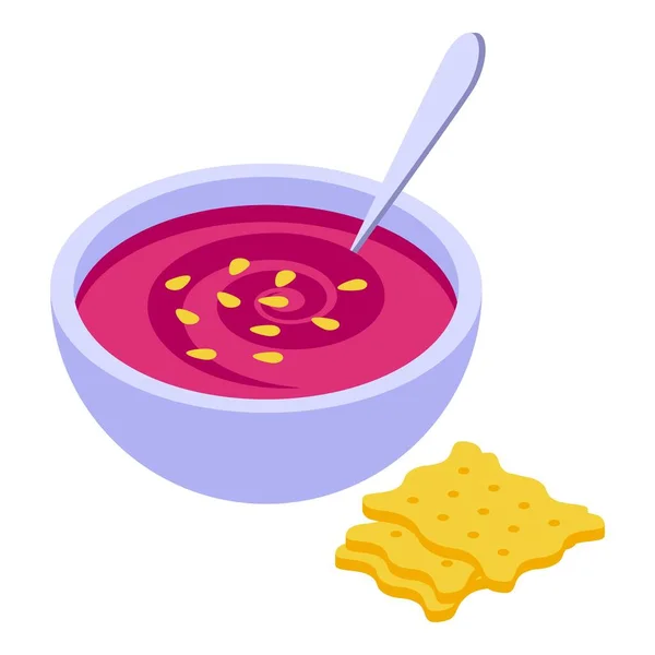 Εικονίδιο Μπολ Σούπα Πικνίκ Ισομετρική Διάνυσμα Φαγητό Θερινό Γεύμα — Διανυσματικό Αρχείο