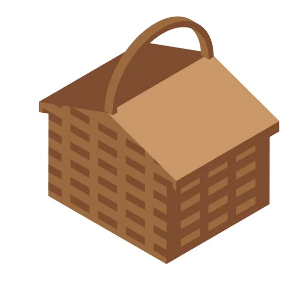 木製ピクニックボックスのアイコン等角ベクトル フードバスケット パーティーディナー — ストックベクタ