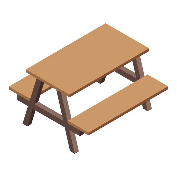 Picknickbord Bänk Ikon Isometrisk Vektor Matlunch Sommarmiddag — Stock vektor