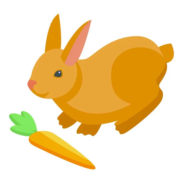 Osterhase Mit Karotten Symbol Isometrischen Vektor Niedliche Kaninchen Jagd Auf — Stockvektor