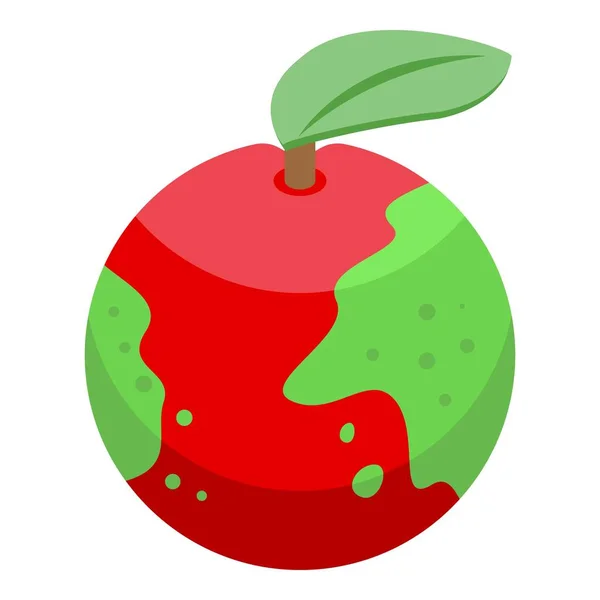 Czerwone Jabłko Zanieczyszczone Wektorem Izometrycznym Ikony Bakterie Pokarmowe Higiena Bezpieczeństwa — Wektor stockowy