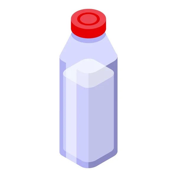 ミルクガラス瓶アイコン等角ベクトル 氷の朝食 牧場牛 — ストックベクタ