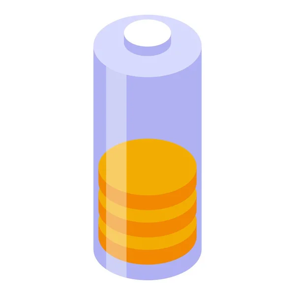 Ikona Oranžové Baterie Izometrický Vektor Energii Prázdná Buňka — Stockový vektor