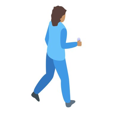 Yürüyen hemşire ikonu izometrik vektörü. Hasta bakımı. Klinik sağlığı