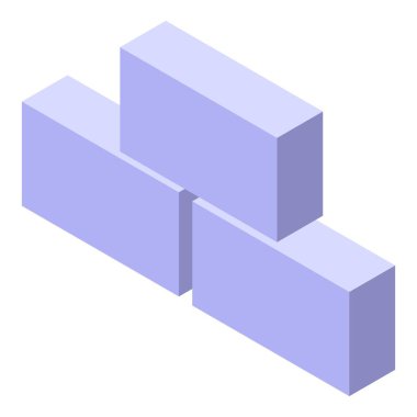 Beton tuğla ikon izometrik vektörü. Yığın yığını. Taş ev.