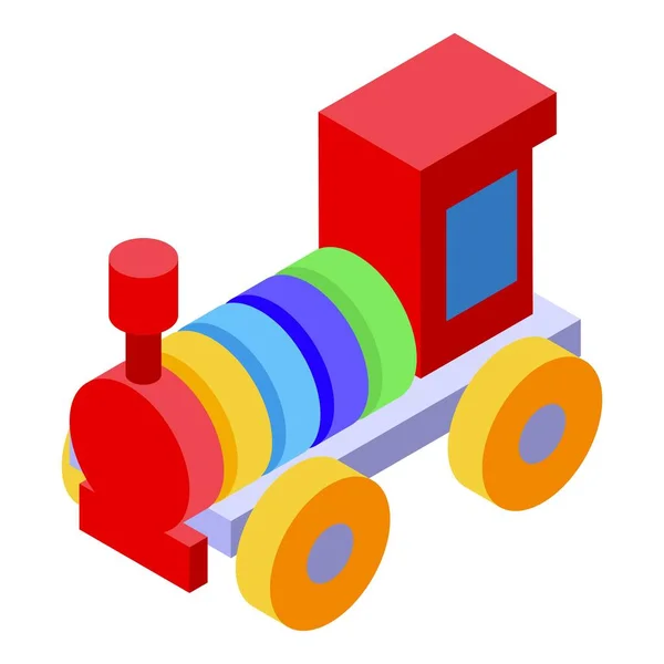 Ikona Zabawki Pociągu Wektor Izometryczny Wczesna Edukacja Klasa Dzieci — Wektor stockowy