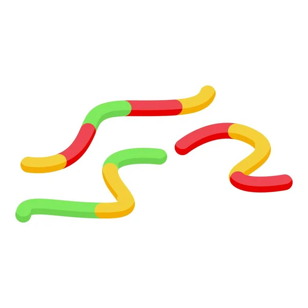 Εικονίδιο Jelly Worms Ισομετρική Διάνυσμα Τσίχλες Γλυκά Φρούτα — Διανυσματικό Αρχείο