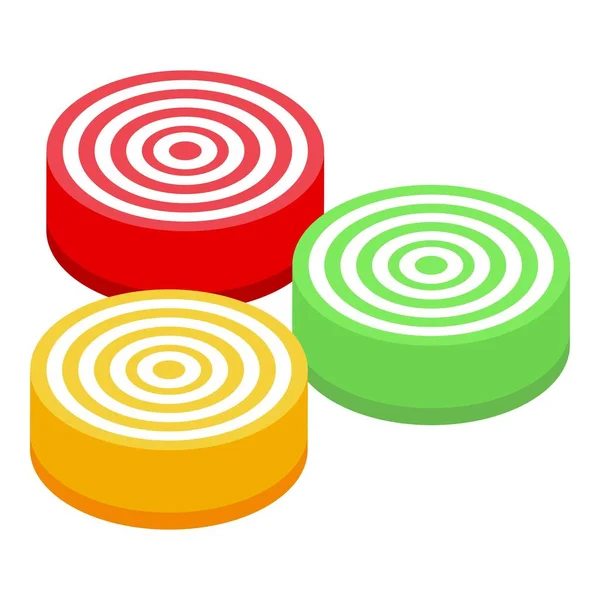 Jelly Circle Ikon Izometrik Vektörü Şeker Sakızı Tatlı Meyve — Stok Vektör