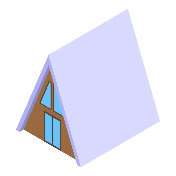 Vettore Isometrico Icona Bungalow Finestra Casa Mare Cabina Isola — Vettoriale Stock