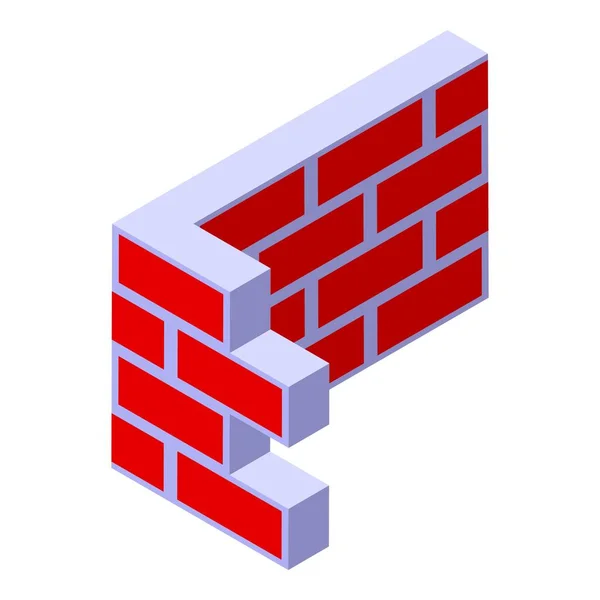 Brick Corner Icon Isometric Vector Pile Building Concrete Cement — Stock Vector