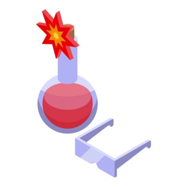 Kimyasal bölüm ikonu izometrik vektörü. Üniversite yasal. Dijital eğitim