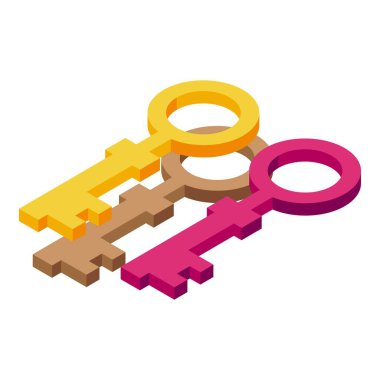 Anahtar slot makinesi ikon izometrik vektörü. Oyun video oyunu. Oyuncu parçası