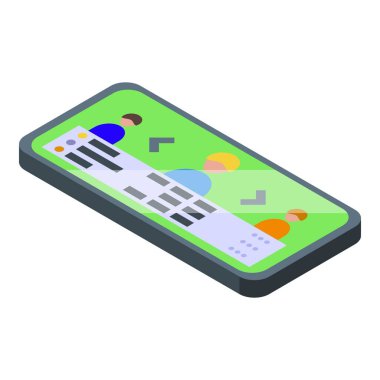Oyun oynatma ikonu izometrik vektörünü seçin. Oyun makinesi. Oyun ekranı