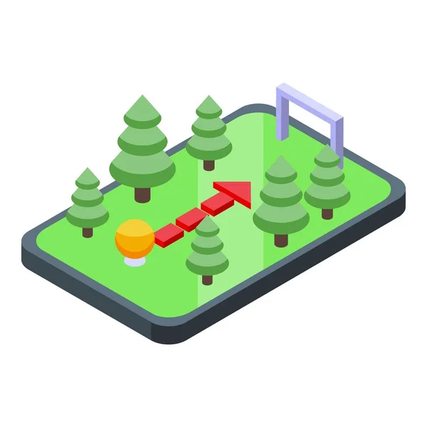 Icône Gameplay Forestier Vecteur Isométrique Bouton Arcade Fente Casino — Image vectorielle